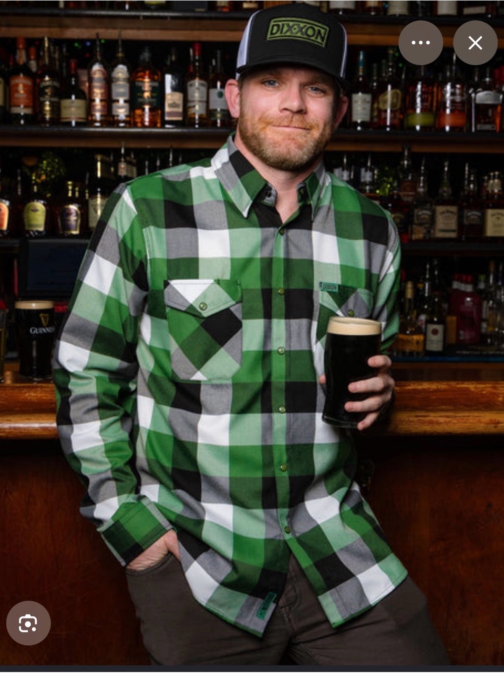 Men's green plaid long-sleeve shirt - Picture 3 of 3